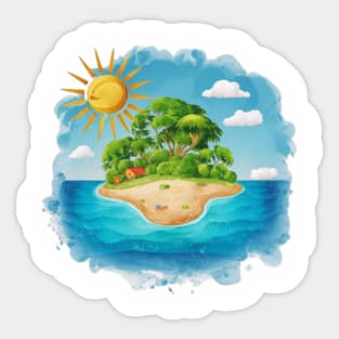 Beautiful little deserted island full of sunshine Sticker